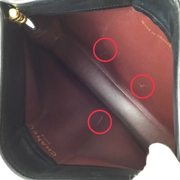 Authentic CHANEL vintage cotton leather snap clutch 24k gold - Picture 9 of 11